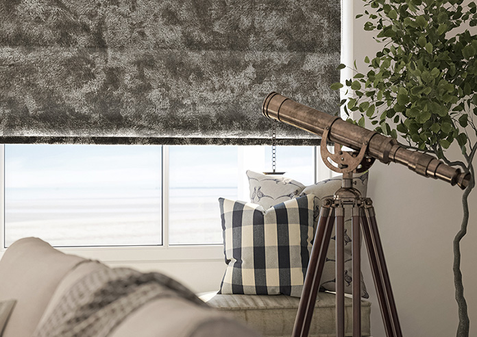 Cyrus Crushed Velvet, Moonlight - Roman Blind - Image 5